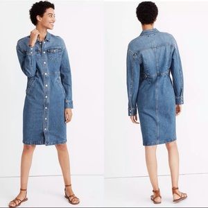 NWT Madewell Sturgiss Denim Snap Shirtdress Dress